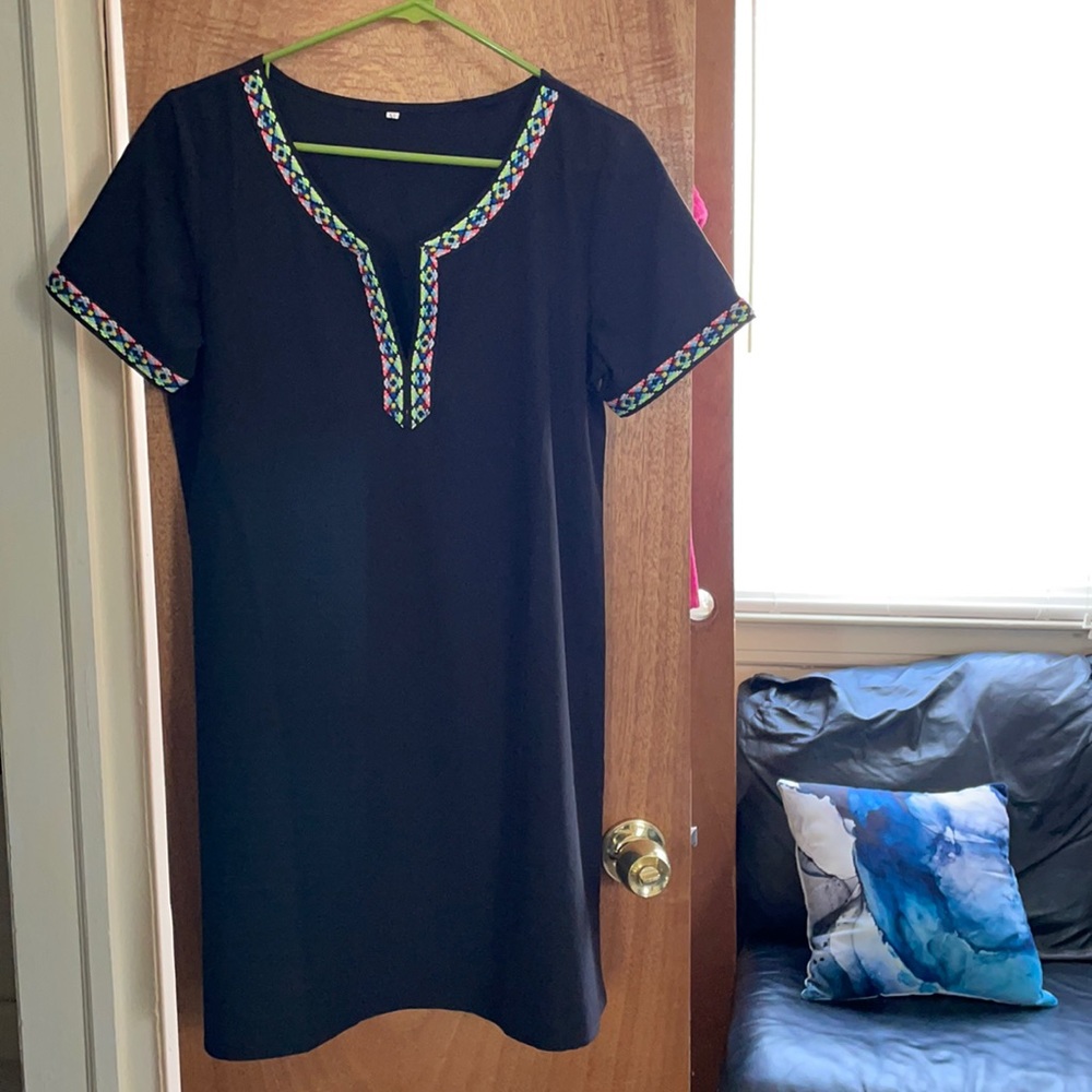 Embroidered Black Dress
